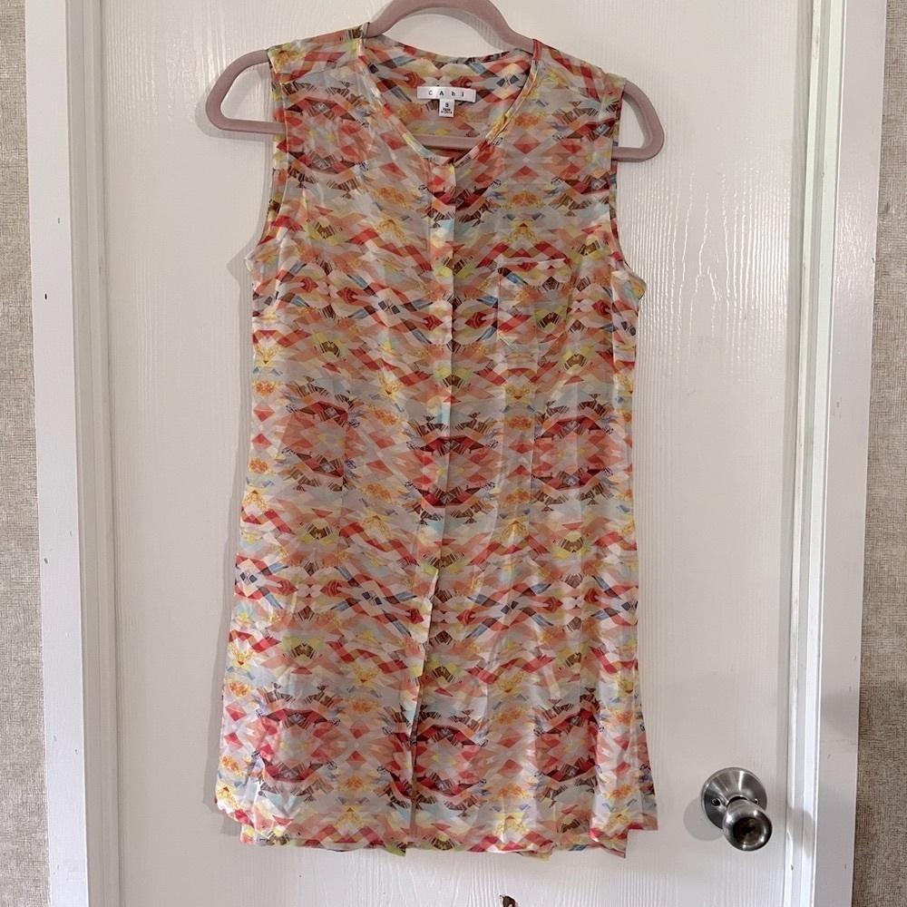 CAbi Sheer Geometric Aztec Button Down - Picture 5 of 8